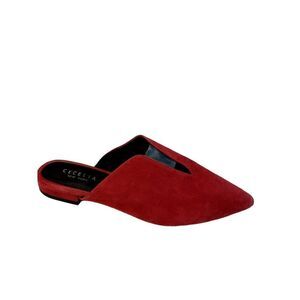 CECELIA NEW YORK Women's Moxy Suede Leather Flat Mule/Slides Shoes Red Size 7.5